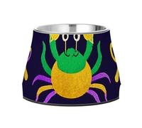 Carnival Decor - Cuenco elevado de acero inoxidable para perros, diseño de cangrejo verde, morado, dorado, plato de comida para amar a las mascotas, platos de alivio para perros para comer lento