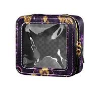 Carnival Mardi Gras - Máscara amarilla y morada, bolsa de maquillaje pequeña para bolso de cuidado de la piel, organizador de cosméticos para volar