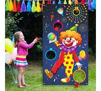 Carnival Toss Games Clown Banner con 3 Bean Bags Circus Bean Bag Toss Juego para Las Actividades de la Fiesta de Carnaval, Grandes Decoraciones de Carnaval, Proveedores de Circo para Niños y Adultos