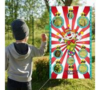 Carnival Toss Games Clown Banner con 4 Bean Bags Circus Bean Bag Toss Juego para Las Actividades de la Fiesta de Carnaval Grandes Decoraciones de Proveedores de Circo para Niños y Adultos