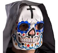 Carnival Toys 665 Máscara Calavera con cruces Cartas y baffetti, multicolor, talla única