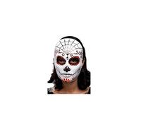 Carnival Toys Máscara de esqueleto decoración mexicana de plástico negro y rojo duro solo blanco [00175]