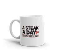 Carnivore Diet #MeatHeals A Steak A Day Keeps The Doctor Away Taza de café para oficina, escuela, cocina, comedor, 325 ml