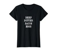 Carnívoro Carne de Vaca Mantequilla beicon Huevos Comer Carne Dieta Keto Camiseta gráfica económica, Mujer, Negro, XL
