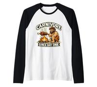 Carnívoro Desde el Primer día Carnívoro Dieta de nutrición del Hombre de Las cavernas Camiseta Manga Raglan