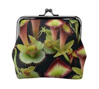 Carnívoro - Monedero ligero con estampado de plantas para mujer, exquisita bolsa impermeable pequeña para monedas y tarjetas