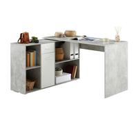 CARO-Möbel Escritorio de esquina Diego con estante, Mesa Esquinera de Oficina Moderna para la Oficina en Casa, Mesa de Ordenador con Aspecto de Hormigón Moderno