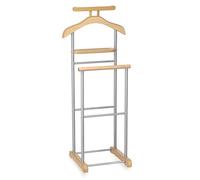 CARO-Möbel Herrendiener Medina, Gris/Haya - Perchero con percha para pantalones y percha para chaquetas, maniquí con estante para joyas o relojes, perchero para dormitorio, MDF/Metal