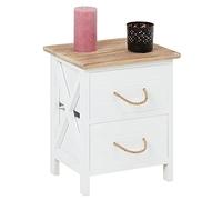 CARO-Möbel Mesilla de noche Perugia en color blanco, estilo Shabby Chic vintage, con 2 cajones