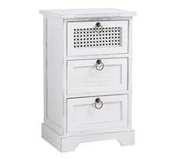 CARO-Möbel Mesita de noche IRMA para somier con 3 cajones, Mueble diseño vintage, color blanco