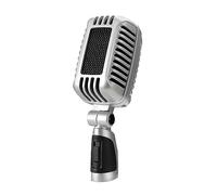 CAROL CLM-101 - Micrófono Vocal dinámico Retro Vintage, súper cardioide para actuaciones en Vivo y grabación de Estudio con cápsulas duales y amortiguadores, CLM-101 (Plateado)