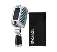 CAROL Micrófono Vocal dinámico clásico Retro - Estilo Antiguo Super Cardioide grabación de Estudio de actuación en Vivo con cápsulas Dobles y amortiguadores - CLM-101 (versión Esponja Azul)