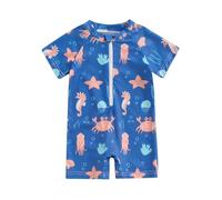 Carolilly - Bañador de bebé para niño, de una pieza, estampado de tiburones o dinosaurios, anti-UV (0-5 años), Azul C, 18-24 meses