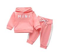 Carolilly Bebé Recién Nacida Conjunto Deportivo Sudadera de Manga Larga y Pantalones Largos Chándal para Niñas Pequeñas 2 Piezas Traje de Ropa de Deporte Casual Fiesta (Rosa 3, 0-6 Meses)