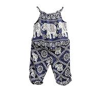 Carolilly Bebé Recién Nacida Ropa Verano 2 Piezas Traje para Niñas Pequeñas Top Camiseta sin Manga de Tirantes + Pantalones con Estampado de Elefante Conjunto de Moda para Baby Girl 3-4 Años