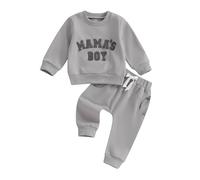 Carolilly - Conjunto de ropa para bebé y niño recién nacido, sudadera de manga larga y pantalones de correr, deporte chándal 2 piezas, gris, 6-12 Meses