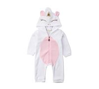 Carolilly Mono Bebé Niña Pijama Unicornio con Capucha Traje de Dormir Pelele Infantil de Manga Larga Ropa Mameluco Animal con Cremallera para Bebés Recién Nacido (0-24 Meses)