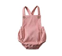 Carolilly Mono de Mameluco sin Mangas para Bebé Recién Nacido Traje de Una Pieza de Color Liso con Peto sin Respalda Romper con Botones (Rosa, 100)