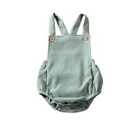 Carolilly Mono de Mameluco sin Mangas para Bebé Recién Nacido Traje de Una Pieza de Color Liso con Peto sin Respalda Romper con Botones (Verde, 70)