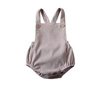 Carolilly Mono de Mameluco sin Mangas para Bebé Recién Nacido Traje de Una Pieza de Color Liso con Peto sin Respalda Romper con Botones (Gris, 100)
