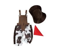 Carolilly - Traje de vaquero vaquera para bebé, mono con estampado de vaca, sombrero y bandana, traje occidental, blanco, 3-6 meses