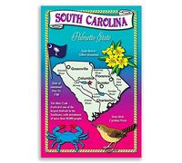 Carolina del Sur Estado mapa postal juego de 20 idénticos tarjetas postales. Tarjetas postales con SC mapa y estado símbolos. Fabricadas en Estados Unidos.