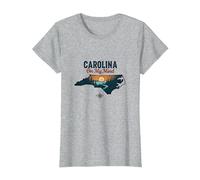 Carolina en mi Mente Carolina del Norte Atardecer Naturaleza Amante Camiseta, Mujer, Gris Jaspeado, 3XL