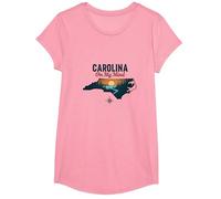 Carolina en mi Mente Carolina del Norte Atardecer Naturaleza Amante Camiseta, Niñas, Rosado, Grande