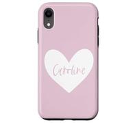 Caroline Pink Nombre Corazón Amor Mujer Niña Amigo Personalizado Carcasa para iPhone XR
