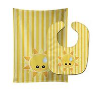 Caroline tesoros del tiempo bebé babero y Burp Cloth amarillo Sun Sprinkle Face Talla:L