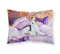"""" Caroline's Treasures 7121pillowcase Fox Terrier esperando a Mom Weling Fabric Estander Almohada Estndar Multicolor ""