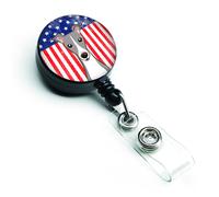 """"Caroline's Treasures American Flag and Italian Greyhound Retractable Badge Reel Multicolor (BB2166BR)""""