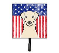 """"Caroline's Treasures American Flag and Yellow Labrador Leash or Key Holder hooks Multicolor""""