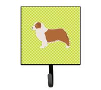 """"Caroline's Treasures Australian Shepherd Dog Checkerboard Green Leash or Key Holder BB3833SH4 Small Multicolor""""