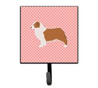 """"Caroline's Treasures Australian Shepherd Dog Checkerboard Pink Leash or Key Holder BB3633SH4 Small Multicolor""""