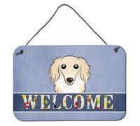 ""Caroline's Treasures BB1398DS812 - Impresi n para colgar en la pared o puerta, dise o de perro salchicha de pelo largo color crema, 8 x 12"" (20