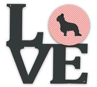 """"Caroline's Treasures Briard Checkerboard Pink Metal Artwork Love wall-decor Multicolor""""