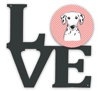 """"Caroline's Treasures Checkerboard Pink Dalmatian Metal Artwork Love wall-decor Multicolor""""