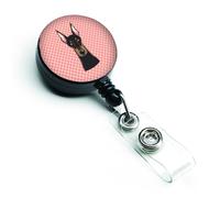 """"Caroline's Treasures Checkerboard Pink Doberman Retractable Badge Reel Multicolor (BB1245BR)""""