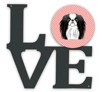 """"Caroline's Treasures Checkerboard Pink Japanese Chin Metal Artwork Love wall-decor Multicolor""""