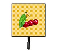 """"Caroline's Treasures Cherries on Basketweave Wall Hook Small Multicolor""""
