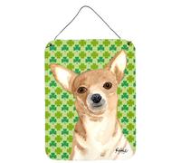 ""Caroline's Treasures Chihuahua, D a de San Patricio, L minas met licas de aluminio para colgar en la pared o puerta, 40,6 x 30,5 cm""