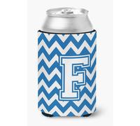 """"Caroline's Treasures CJ1045-FCC Abrazadera para latas o botellas con dise o de chevron azul y blanco con la letra F, multicolor""""