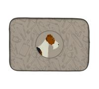 """"Caroline's Treasures CK2185DDM Fox Terrier in The Kitchen dish-drying-mats 14x21 Multicolor""""