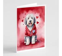 Caroline's Treasures DAC5401GCA7P Old English Sheepdog My Valentine Tarjetas de felicitacin Paquete de 8 tarjetas en blanco con sobres Combinada
