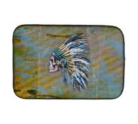 """"Caroline's Treasures Day of The Dead Indian Chief Skull Dish Drying Mat 14 x 21""""