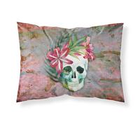 """"Caroline's Treasures """"""""Day of the Dead Skull Flowers"""""""" Printed Polyester Envelope Closure pillowcase Standard Multicolor""""
