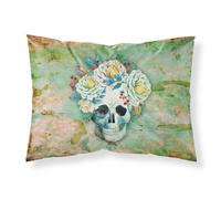 """"Caroline's Treasures Day of the Dead Skull with Flowers Pillowcase Standard Multicolor""""