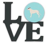 """"Caroline's Treasures Dogo Argentino Checkerboard Blue Metal Artwork Love wall-decor Multicolor""""