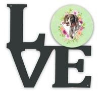 """"Caroline's Treasures German Shorthaired Pointer Green Flowers Metal Artwork Love wall-decor Multicolor""""
